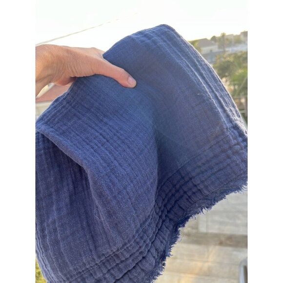 FREE PEOPLE navy gauzy fringe mini dress a-line L festival lightweight boho - Picture 3 of 10